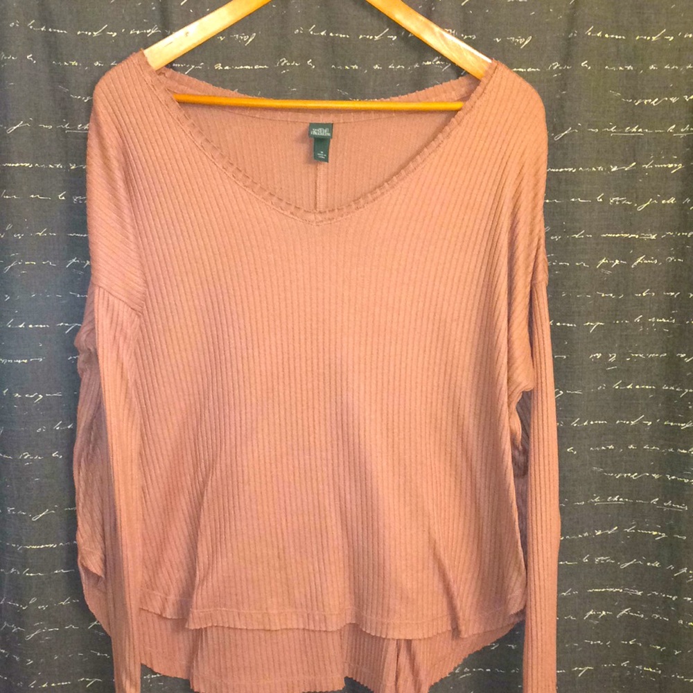 Mauve long sleeve top v neck